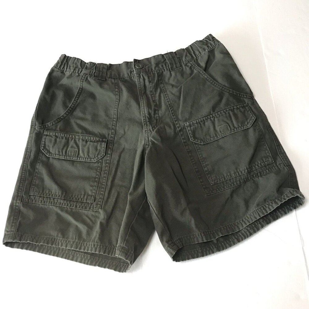 Y2K Cargo Shorts Mens Medium Green Utility Baggy Hiking Trail Gorp Skate Grunge